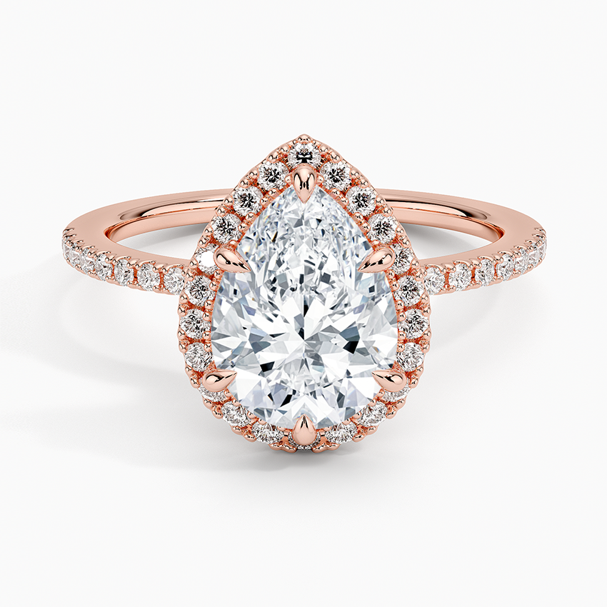 2.40 Karat Damla Halo Tasarım Tektaş Laboratuvar Pırlanta Yüzük 18k -Luxora - Bold Diamonds