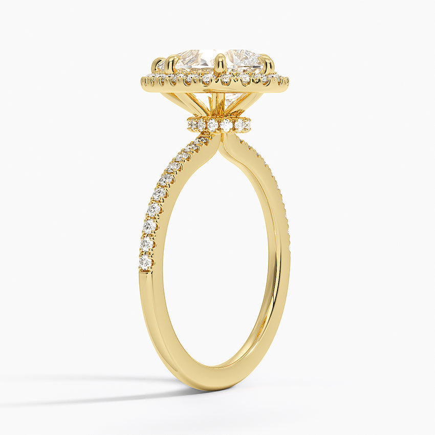 2.40 Karat Damla Halo Tasarım Tektaş Laboratuvar Pırlanta Yüzük 18k -Luxora - Bold Diamonds