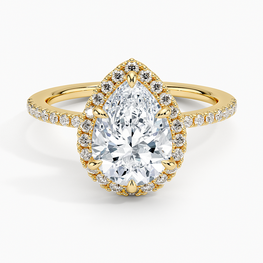 2.40 Karat Damla Halo Tasarım Tektaş Laboratuvar Pırlanta Yüzük 18k -Luxora - Bold Diamonds