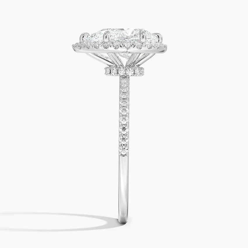 2.40 Karat Damla Halo Tasarım Tektaş Laboratuvar Pırlanta Yüzük 18k -Luxora - Bold Diamonds