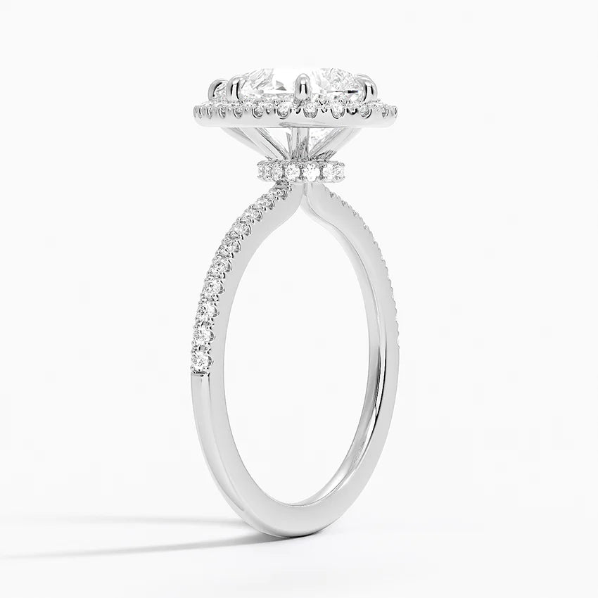2.40 Karat Damla Halo Tasarım Tektaş Laboratuvar Pırlanta Yüzük 18k -Luxora - Bold Diamonds