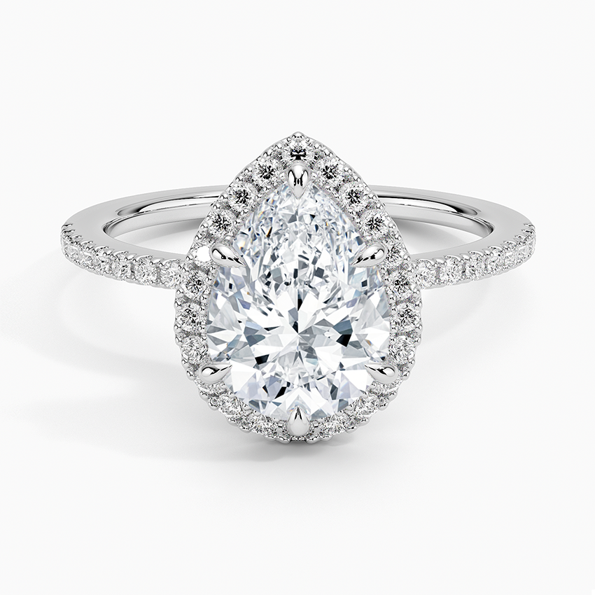2.40 Karat Damla Halo Tasarım Tektaş Laboratuvar Pırlanta Yüzük 18k -Luxora - Bold Diamonds
