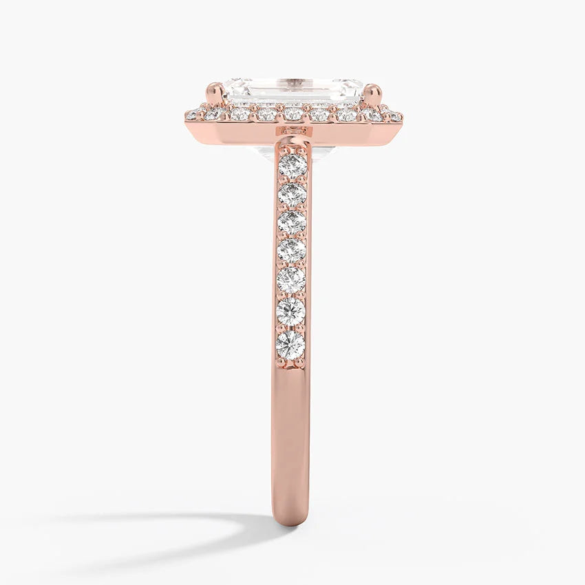 2,40 Karat Emerald Halo Tasarım Tektaş Laboratuvar Pırlanta Yüzük 18K -Bellora - Bold Diamonds