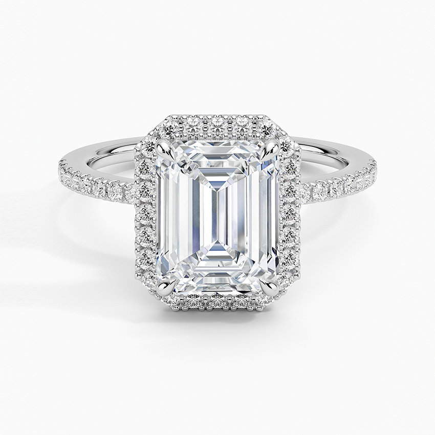 2.40 Karat Emerald Halo Tasarım Tektaş Laboratuvar Pırlanta Yüzük 18k -Luxora - Bold Diamonds