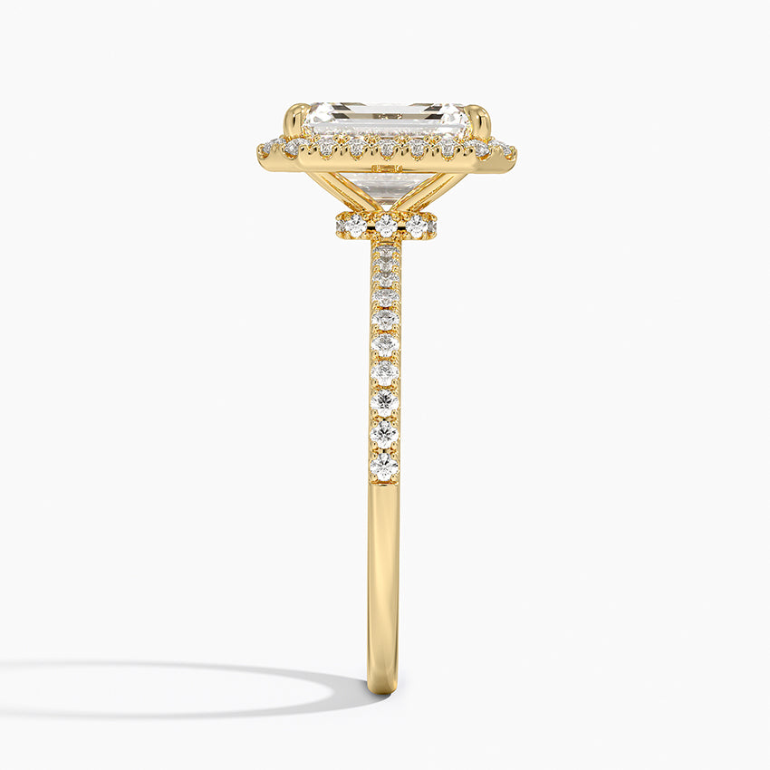 2.40 Karat Emerald Halo Tasarım Tektaş Laboratuvar Pırlanta Yüzük 18k -Luxora - Bold Diamonds