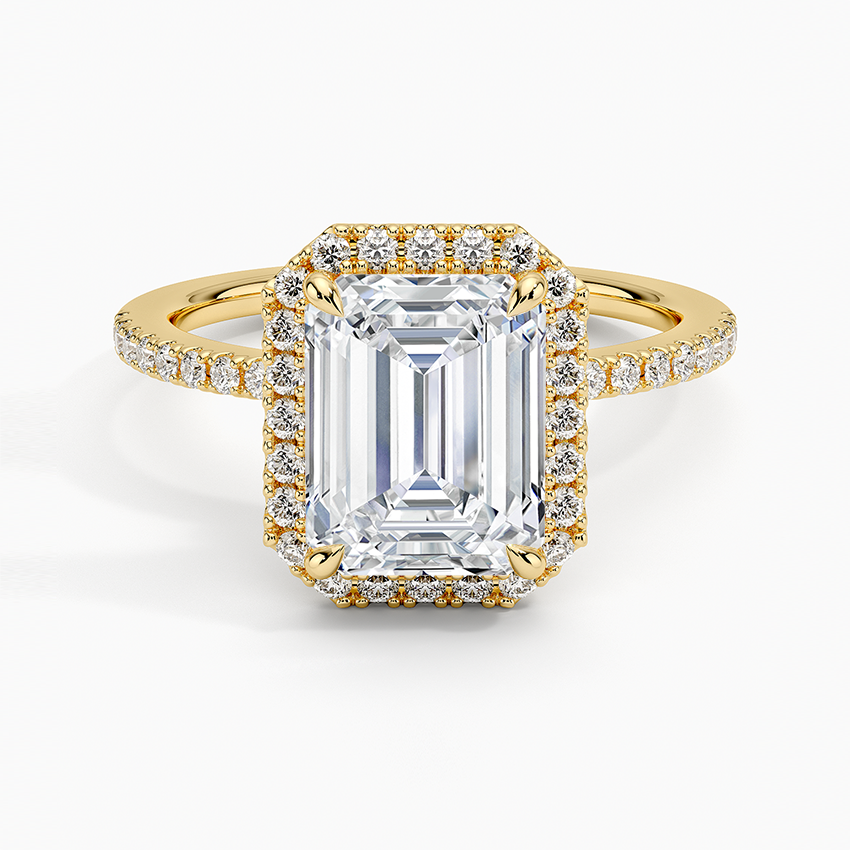2.40 Karat Emerald Halo Tasarım Tektaş Laboratuvar Pırlanta Yüzük 18k -Luxora - Bold Diamonds