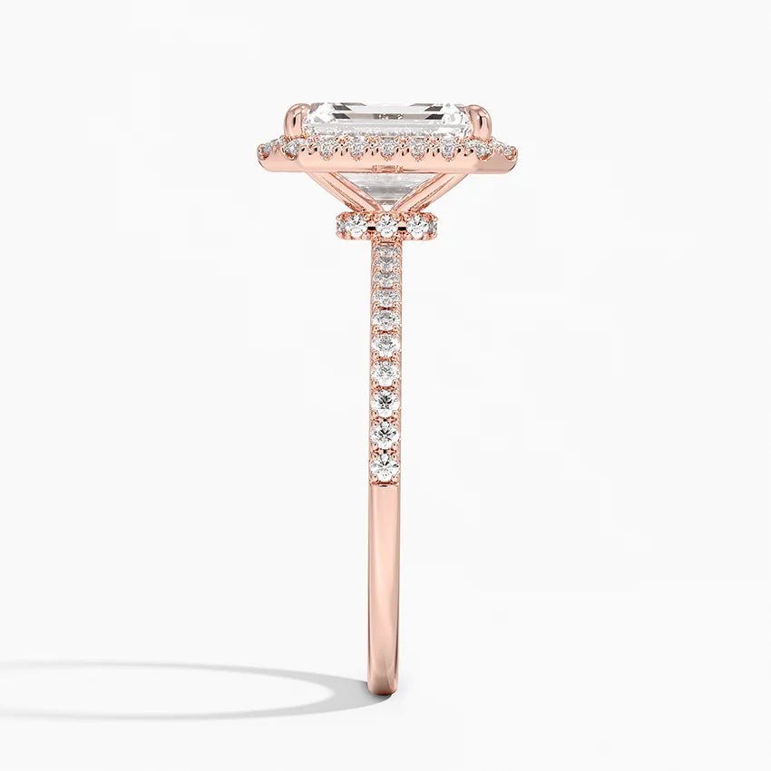 2.40 Karat Emerald Halo Tasarım Tektaş Laboratuvar Pırlanta Yüzük 18k -Luxora - Bold Diamonds