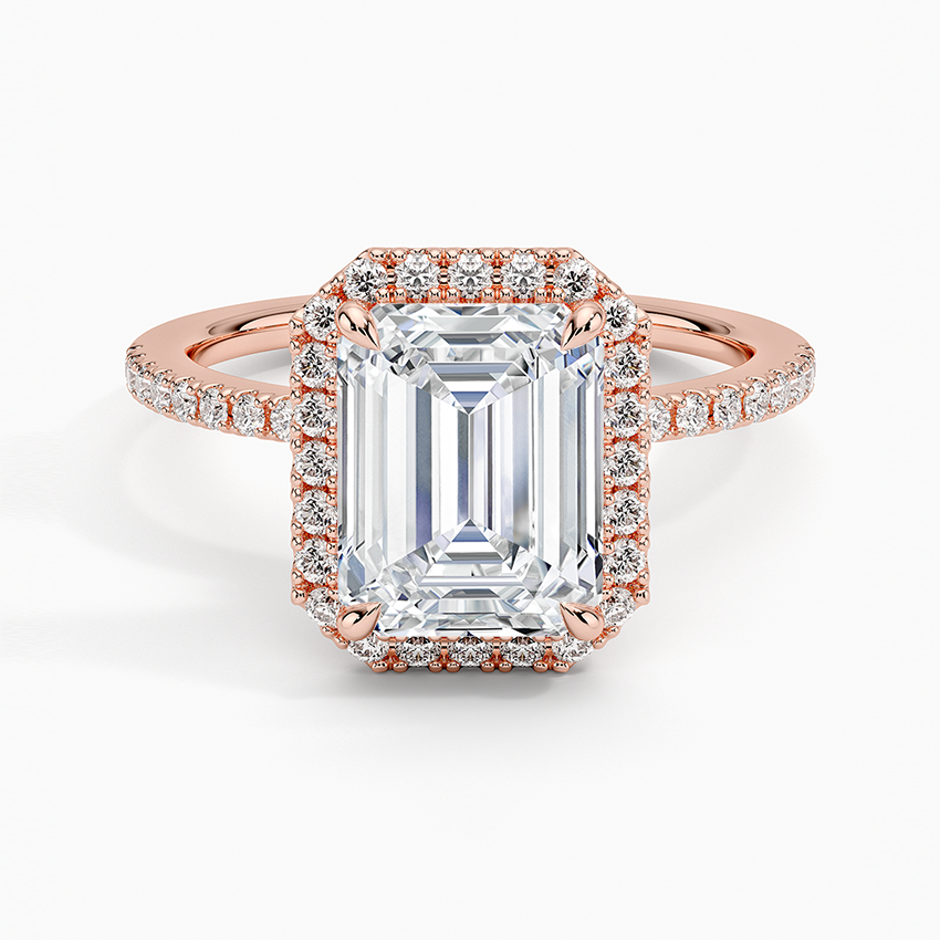 2.40 Karat Emerald Halo Tasarım Tektaş Laboratuvar Pırlanta Yüzük 18k -Luxora - Bold Diamonds