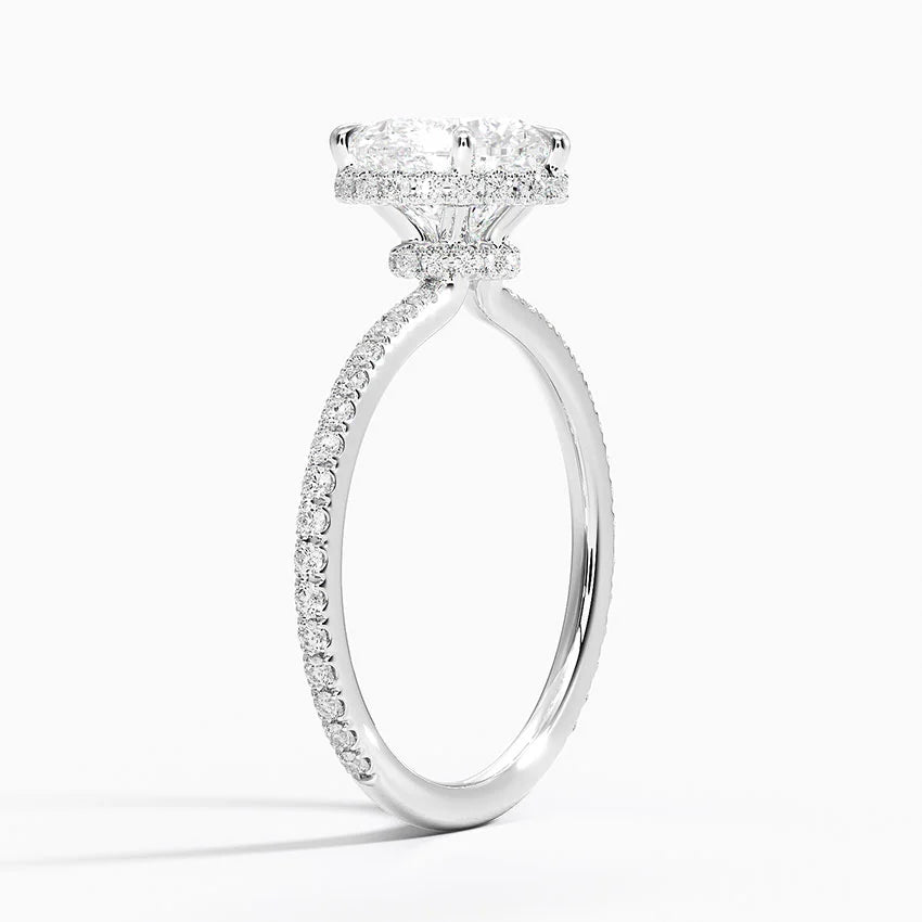 2,40 Karat Kalp Halo Tasarım Tektaş Laboratuvar Pırlanta Yüzük 18K - Luminara - Bold Diamonds