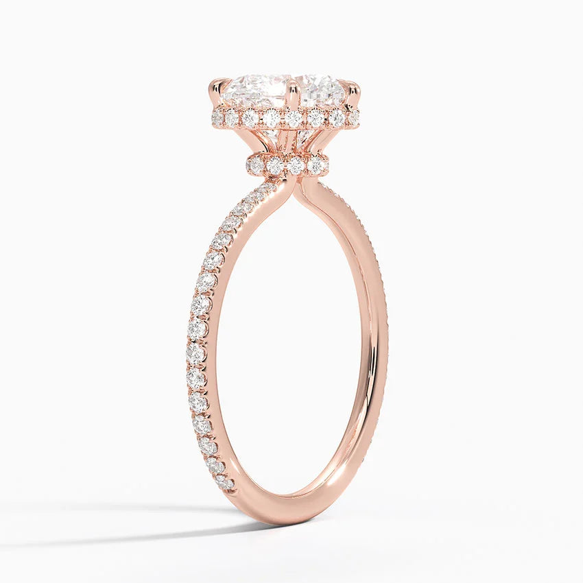 2,40 Karat Kalp Halo Tasarım Tektaş Laboratuvar Pırlanta Yüzük 18K - Luminara - Bold Diamonds