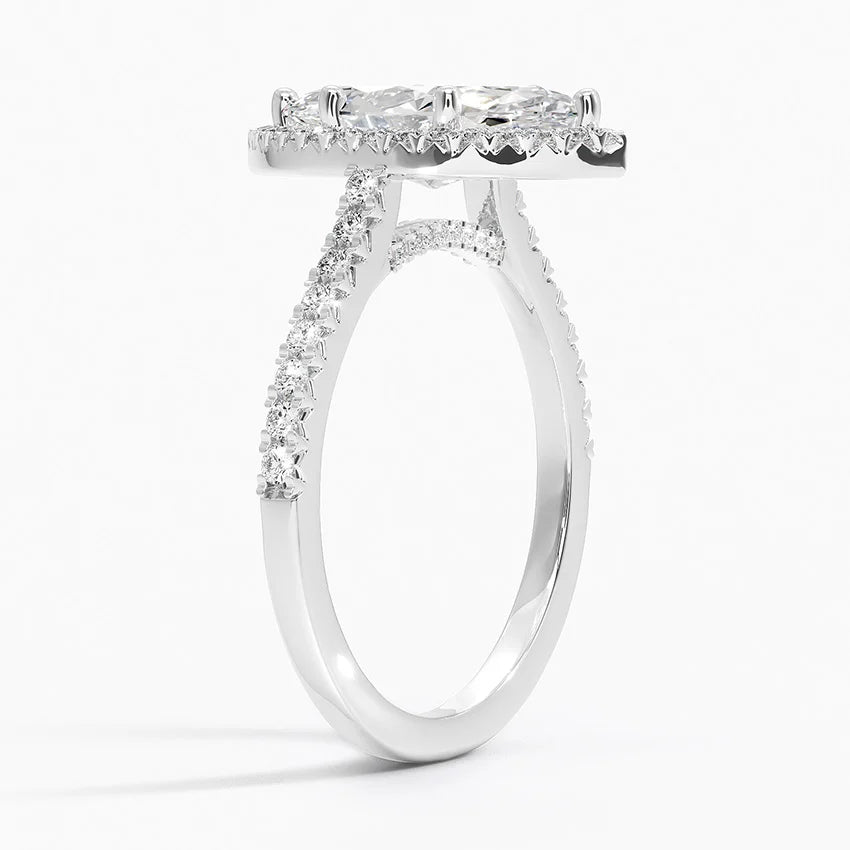 2.40 Karat Marquise Halo Tasarım Tektaş Laboratuvar Pırlanta Yüzük 18k -Astrala - Bold Diamonds