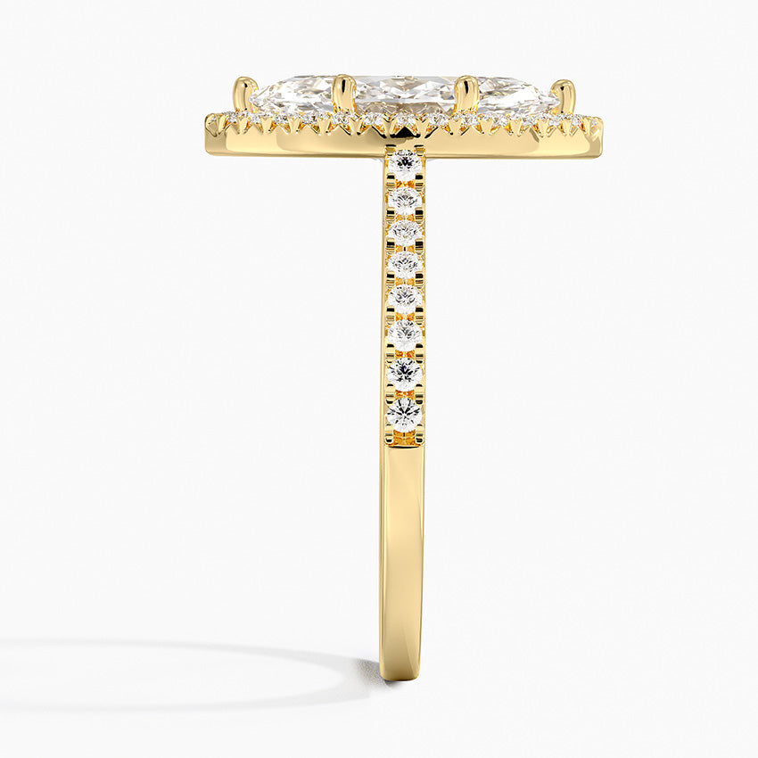 2.40 Karat Marquise Halo Tasarım Tektaş Laboratuvar Pırlanta Yüzük 18k -Astrala - Bold Diamonds