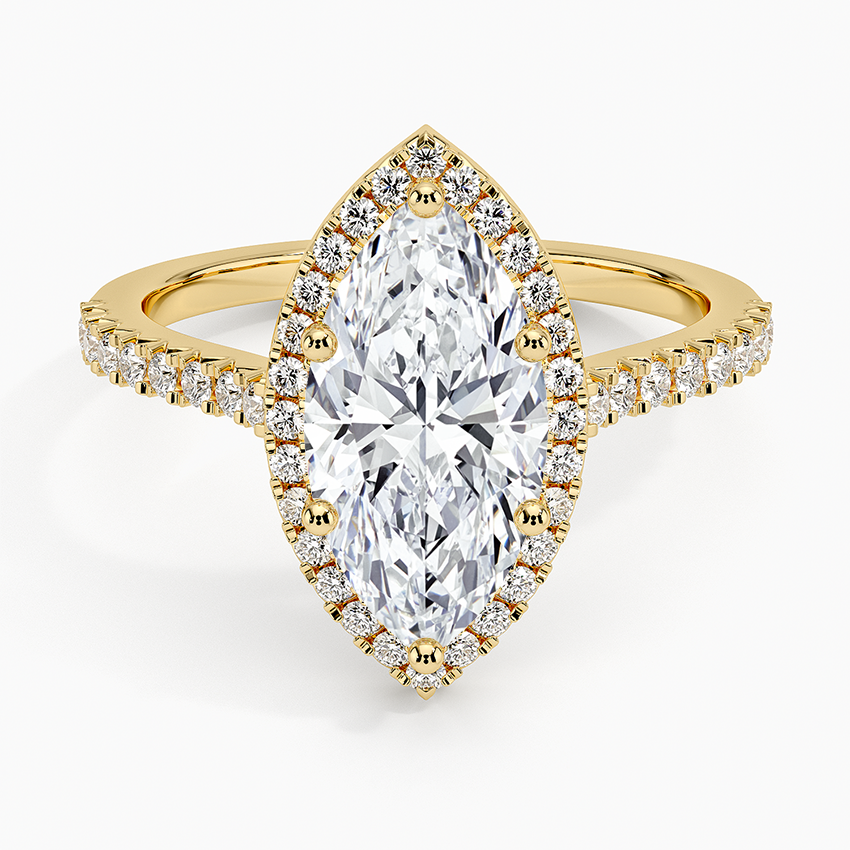 2.40 Karat Marquise Halo Tasarım Tektaş Laboratuvar Pırlanta Yüzük 18k -Astrala - Bold Diamonds
