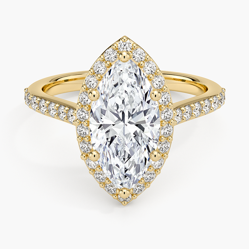 2,40 Karat Marquise Halo Tasarım Tektaş Laboratuvar Pırlanta Yüzük 18K -Bellora - Bold Diamonds