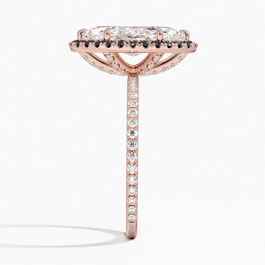2.40 Karat Marquise Halo Tasarım Tektaş Laboratuvar Pırlanta Yüzük 18k -Halora - Bold Diamonds