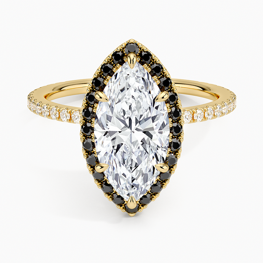 2.40 Karat Marquise Halo Tasarım Tektaş Laboratuvar Pırlanta Yüzük 18k -Halora - Bold Diamonds