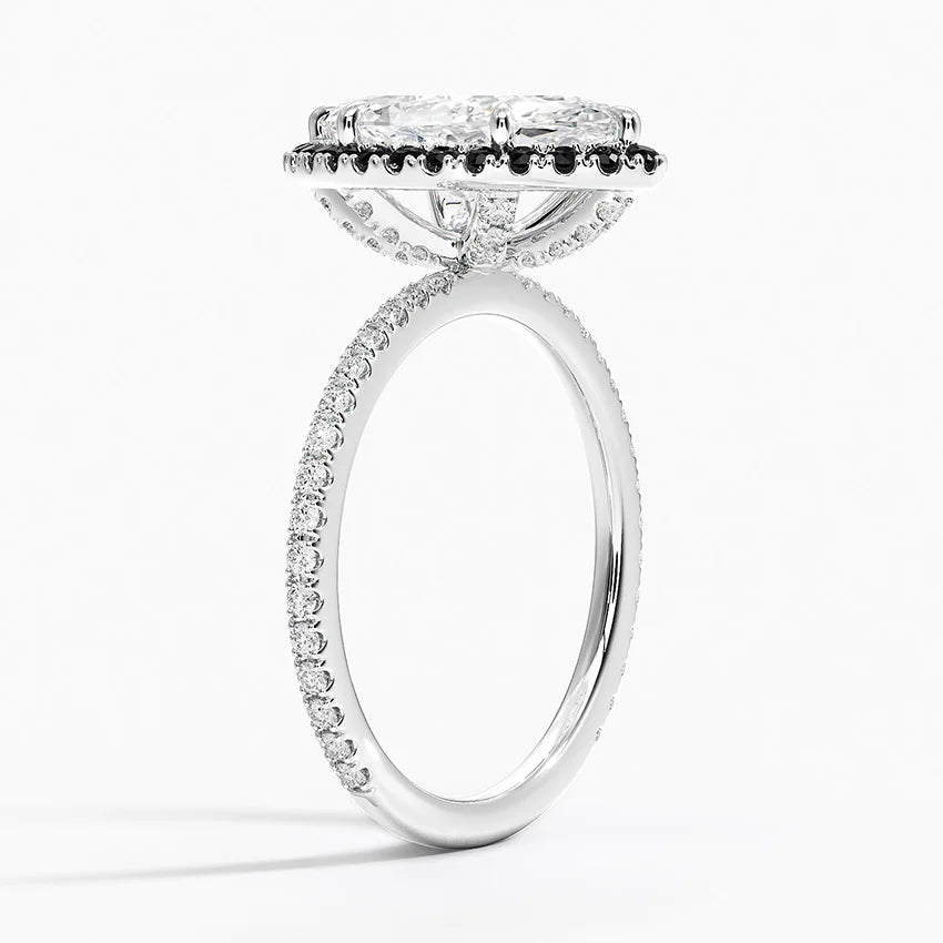 2.40 Karat Marquise Halo Tasarım Tektaş Laboratuvar Pırlanta Yüzük 18k -Halora - Bold Diamonds