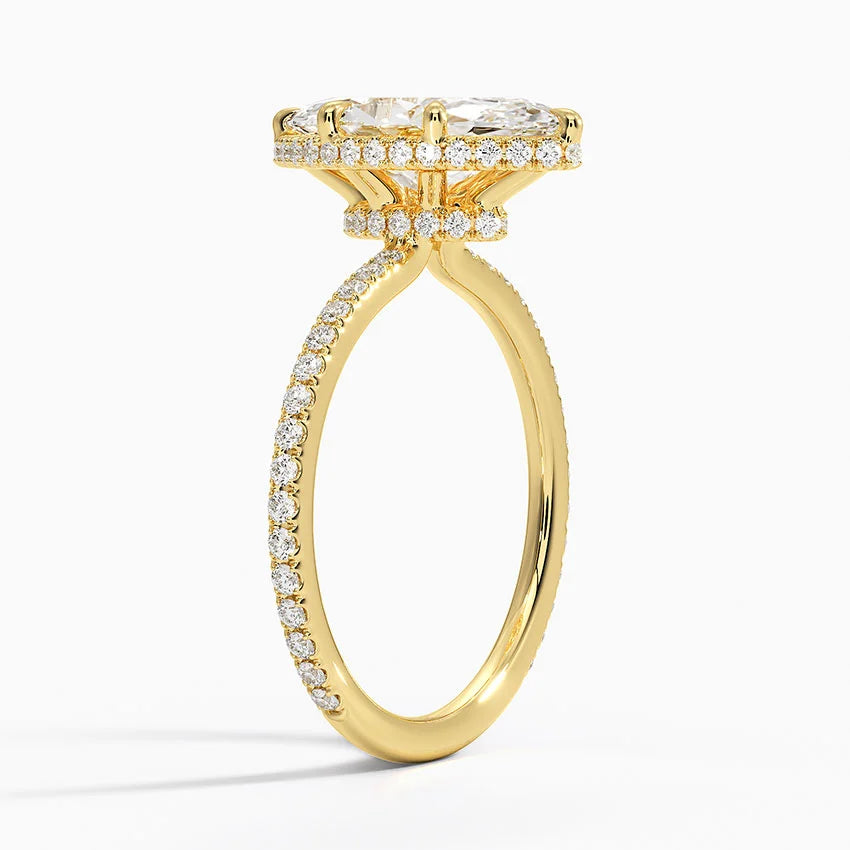 2,40 Karat Marquise Halo Tasarım Tektaş Laboratuvar Pırlanta Yüzük 18K -Luminara - Bold Diamonds