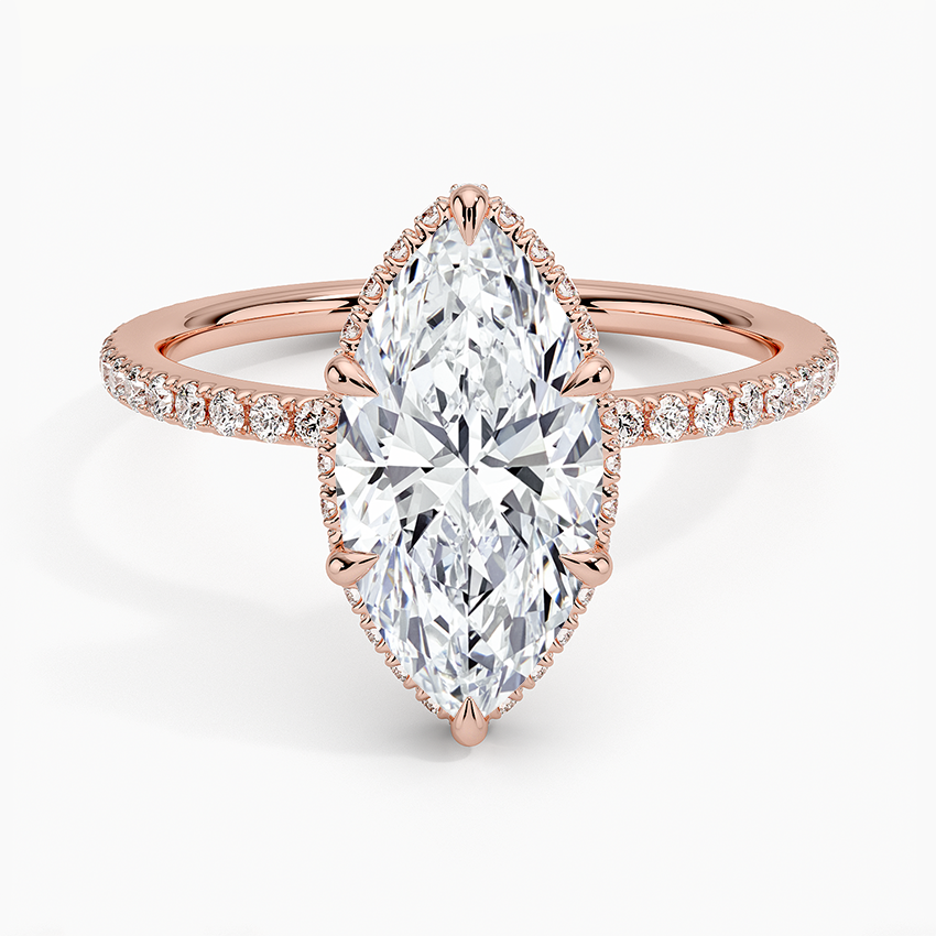 2,40 Karat Marquise Halo Tasarım Tektaş Laboratuvar Pırlanta Yüzük 18K -Luminara - Bold Diamonds