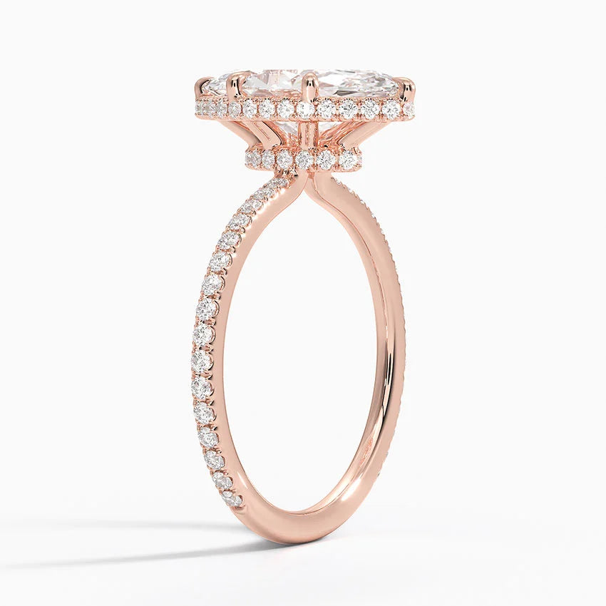 2,40 Karat Marquise Halo Tasarım Tektaş Laboratuvar Pırlanta Yüzük 18K -Luminara - Bold Diamonds