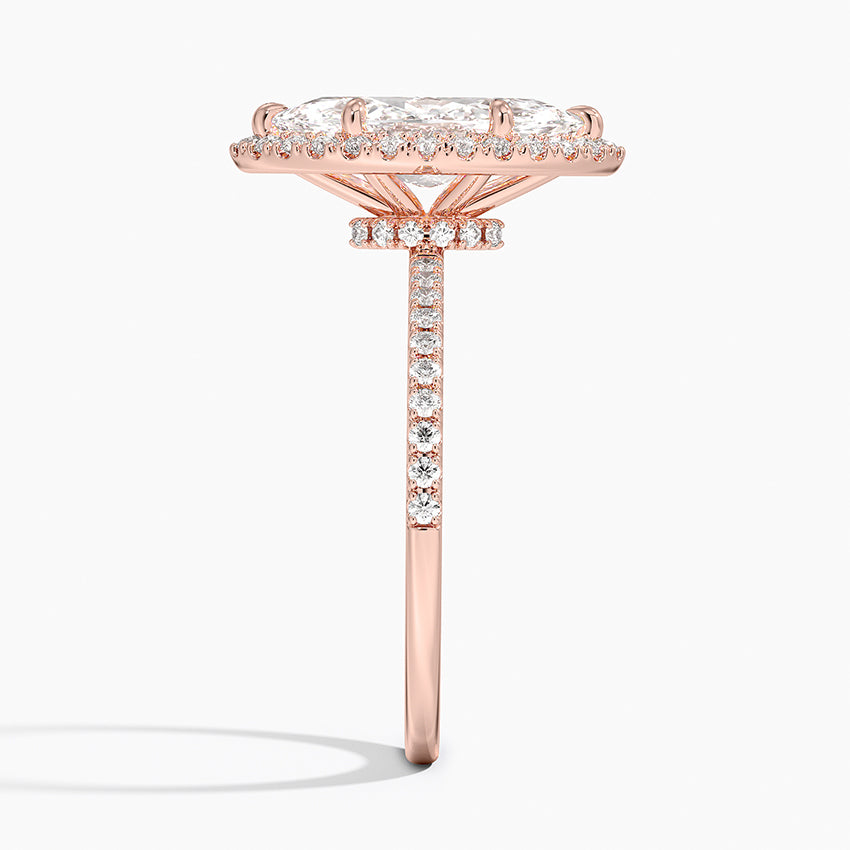 2.40 Karat Marquise Halo Tasarım Tektaş Laboratuvar Pırlanta Yüzük 18k -Luxora - Bold Diamonds