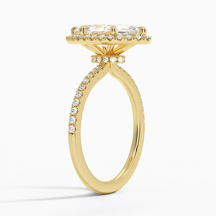 2.40 Karat Marquise Halo Tasarım Tektaş Laboratuvar Pırlanta Yüzük 18k -Luxora - Bold Diamonds