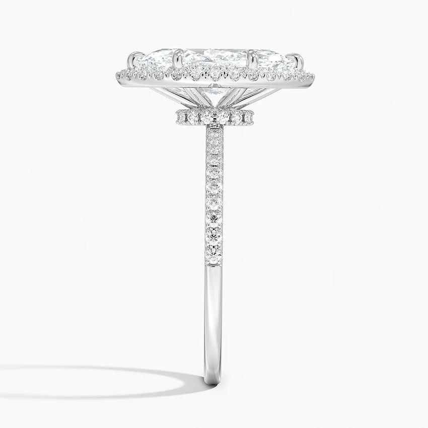 2.40 Karat Marquise Halo Tasarım Tektaş Laboratuvar Pırlanta Yüzük 18k -Luxora - Bold Diamonds