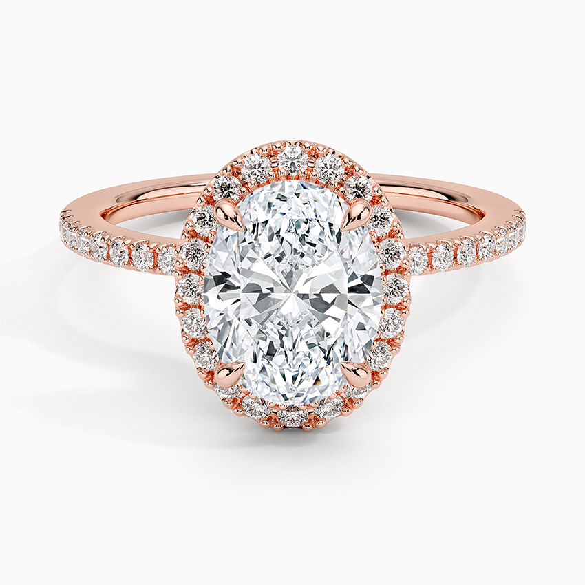2.40 Karat Oval Halo Tasarım Tektaş Laboratuvar Pırlanta Yüzük 18k -Luxora - Bold Diamonds