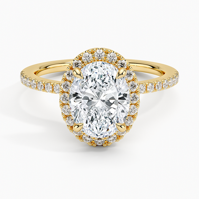 2.40 Karat Oval Halo Tasarım Tektaş Laboratuvar Pırlanta Yüzük 18k -Luxora - Bold Diamonds