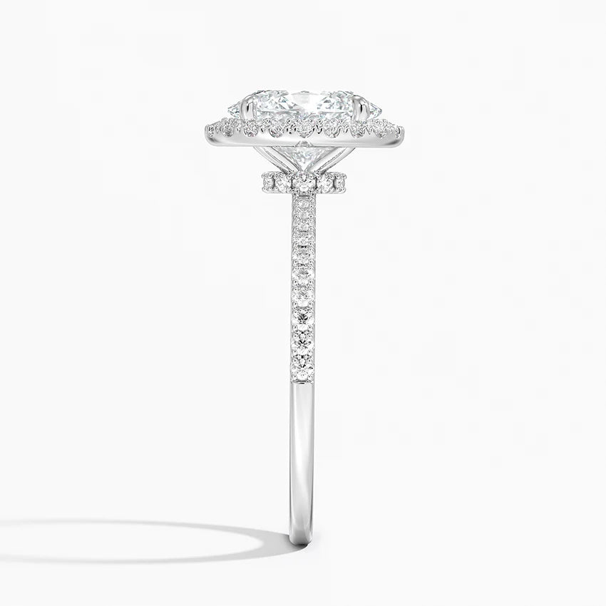 2.40 Karat Oval Halo Tasarım Tektaş Laboratuvar Pırlanta Yüzük 18k -Luxora - Bold Diamonds
