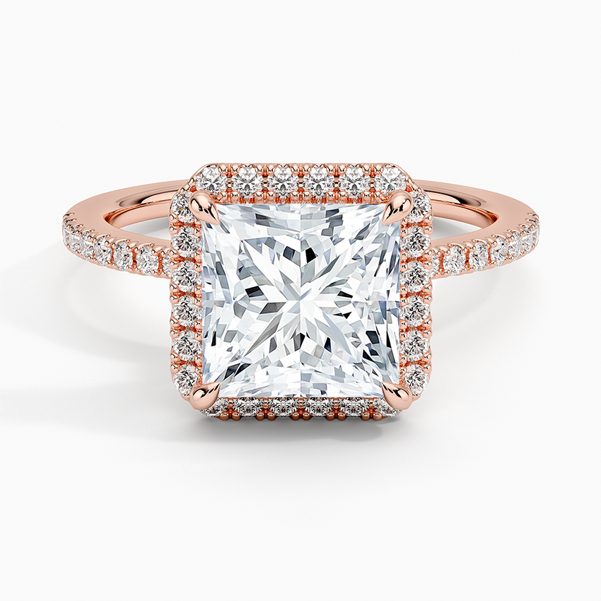 2.40 Karat Prenses Halo Tasarım Tektaş Laboratuvar Pırlanta Yüzük 18k -Luxora - Bold Diamonds