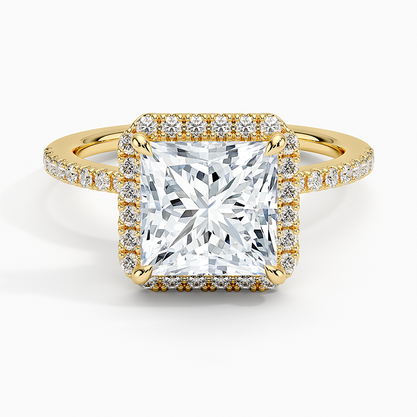 2.40 Karat Prenses Halo Tasarım Tektaş Laboratuvar Pırlanta Yüzük 18k -Luxora - Bold Diamonds