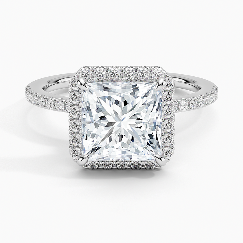 2.40 Karat Prenses Halo Tasarım Tektaş Laboratuvar Pırlanta Yüzük 18k -Luxora - Bold Diamonds