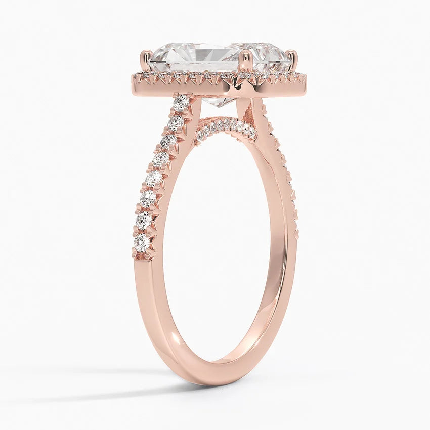 2.40 Karat Radiant Halo Tasarım Tektaş Laboratuvar Pırlanta Yüzük 18k -Astrala - Bold Diamonds