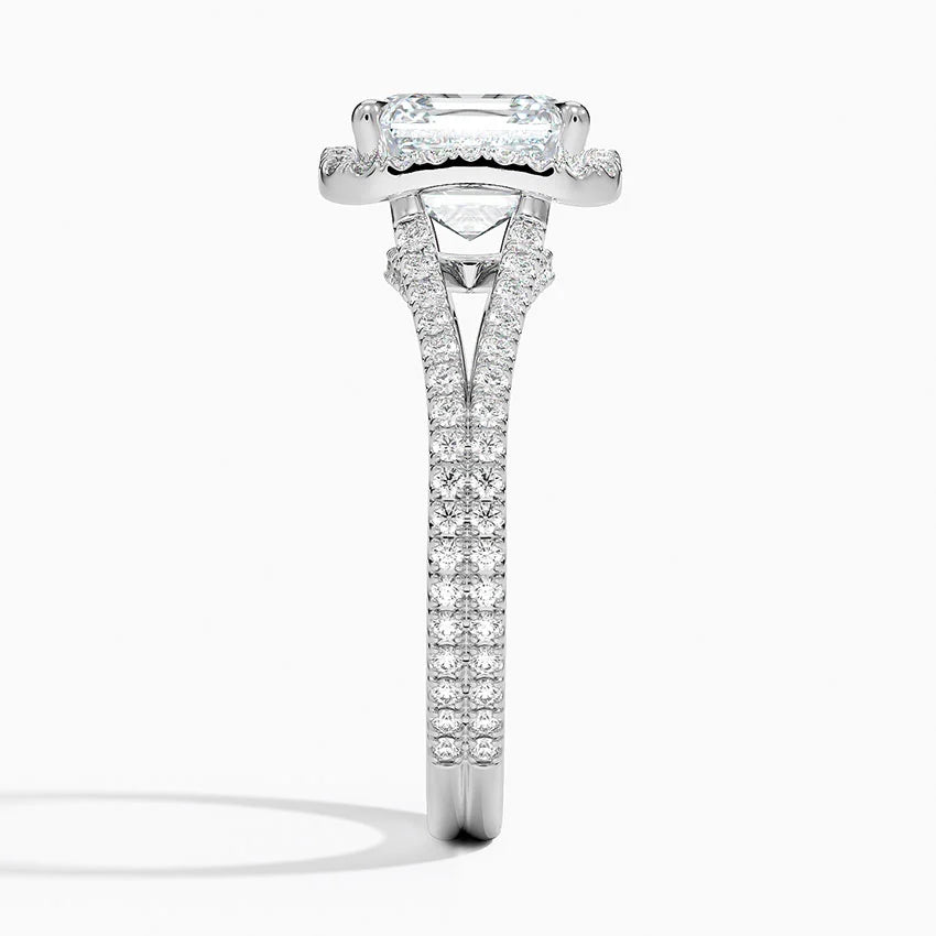 2,50 Karat Asscher Halo Tasarım Tektaş Laboratuvar Pırlanta Yüzük 18K - Aurelia - Bold Diamonds