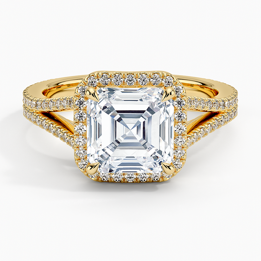 2,50 Karat Asscher Halo Tasarım Tektaş Laboratuvar Pırlanta Yüzük 18K - Aurelia - Bold Diamonds