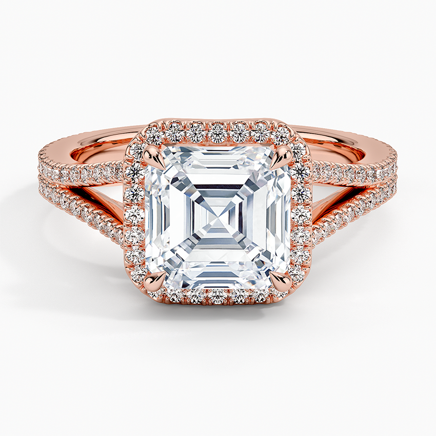 2,50 Karat Asscher Halo Tasarım Tektaş Laboratuvar Pırlanta Yüzük 18K - Aurelia - Bold Diamonds