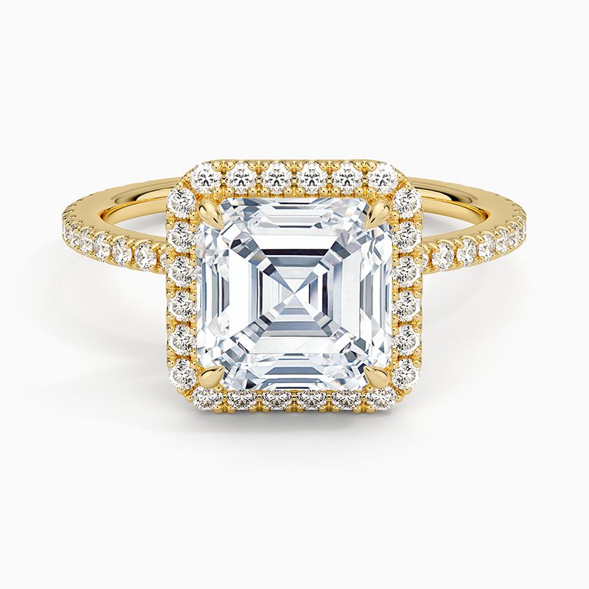 2,50 Karat Asscher Halo Tasarım Tektaş Laboratuvar Pırlanta Yüzük 18K - Celestia - Bold Diamonds