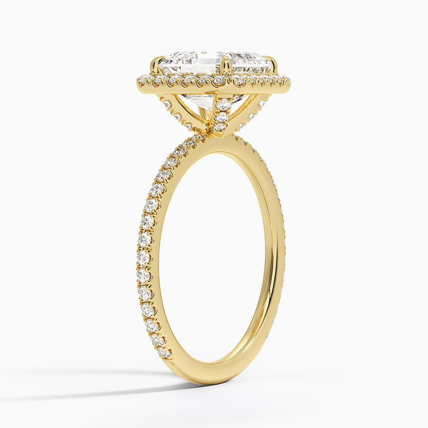 2,50 Karat Asscher Halo Tasarım Tektaş Laboratuvar Pırlanta Yüzük 18K - Celestia - Bold Diamonds