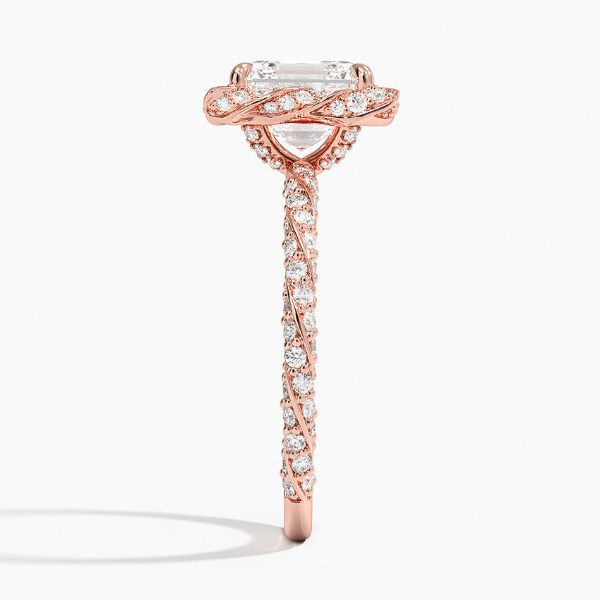2.50 Karat Asscher Halo Tasarım Tektaş Laboratuvar Pırlanta Yüzük 18k -Elyra - Bold Diamonds