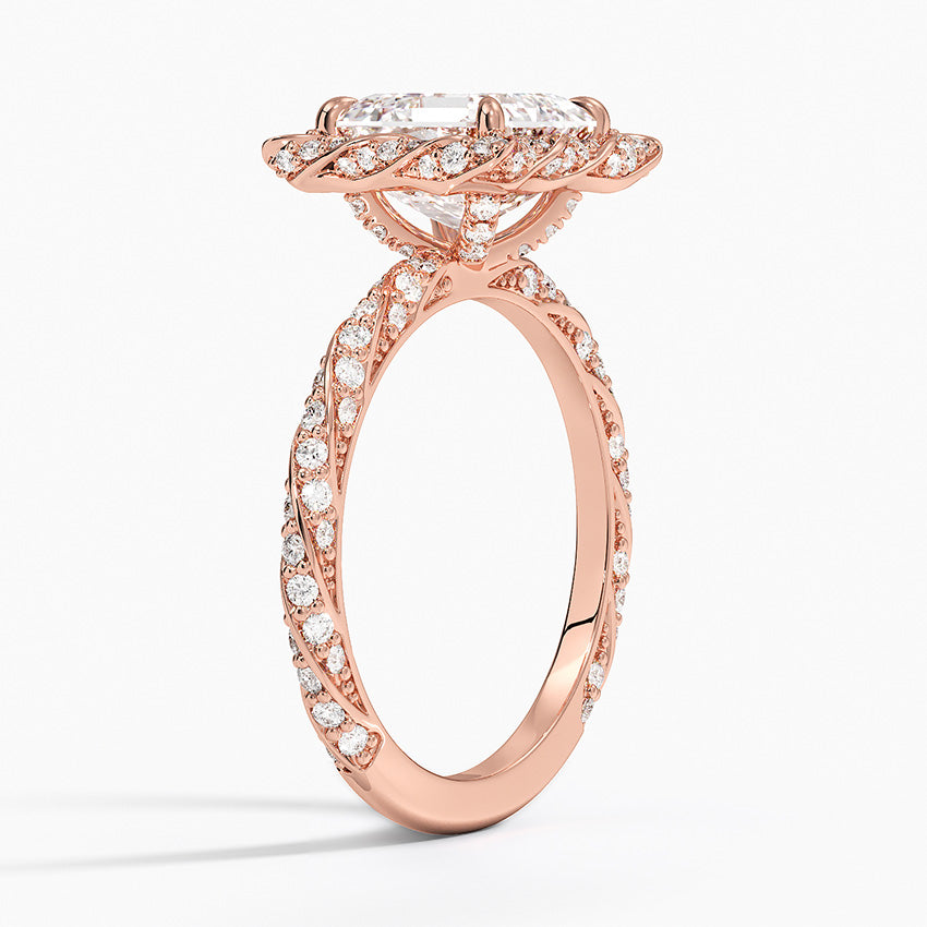 2.50 Karat Asscher Halo Tasarım Tektaş Laboratuvar Pırlanta Yüzük 18k -Elyra - Bold Diamonds