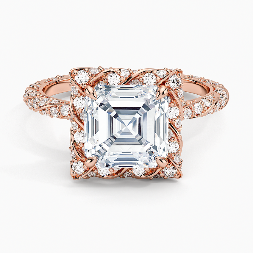 2.50 Karat Asscher Halo Tasarım Tektaş Laboratuvar Pırlanta Yüzük 18k -Elyra - Bold Diamonds