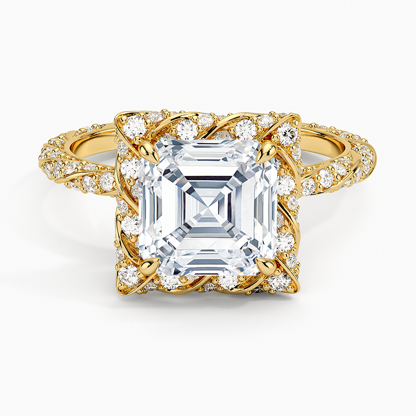 2.50 Karat Asscher Halo Tasarım Tektaş Laboratuvar Pırlanta Yüzük 18k -Elyra - Bold Diamonds