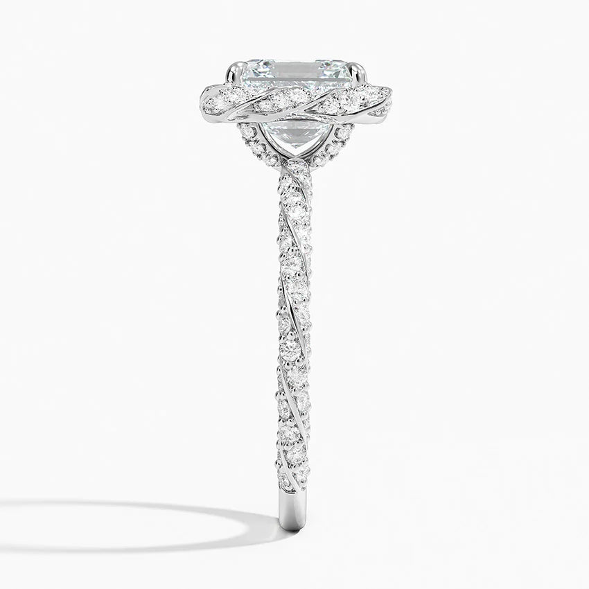 2.50 Karat Asscher Halo Tasarım Tektaş Laboratuvar Pırlanta Yüzük 18k -Elyra - Bold Diamonds