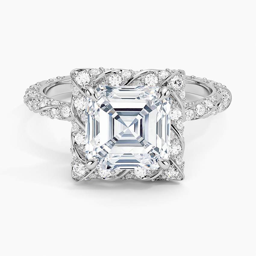 2.50 Karat Asscher Halo Tasarım Tektaş Laboratuvar Pırlanta Yüzük 18k -Elyra - Bold Diamonds