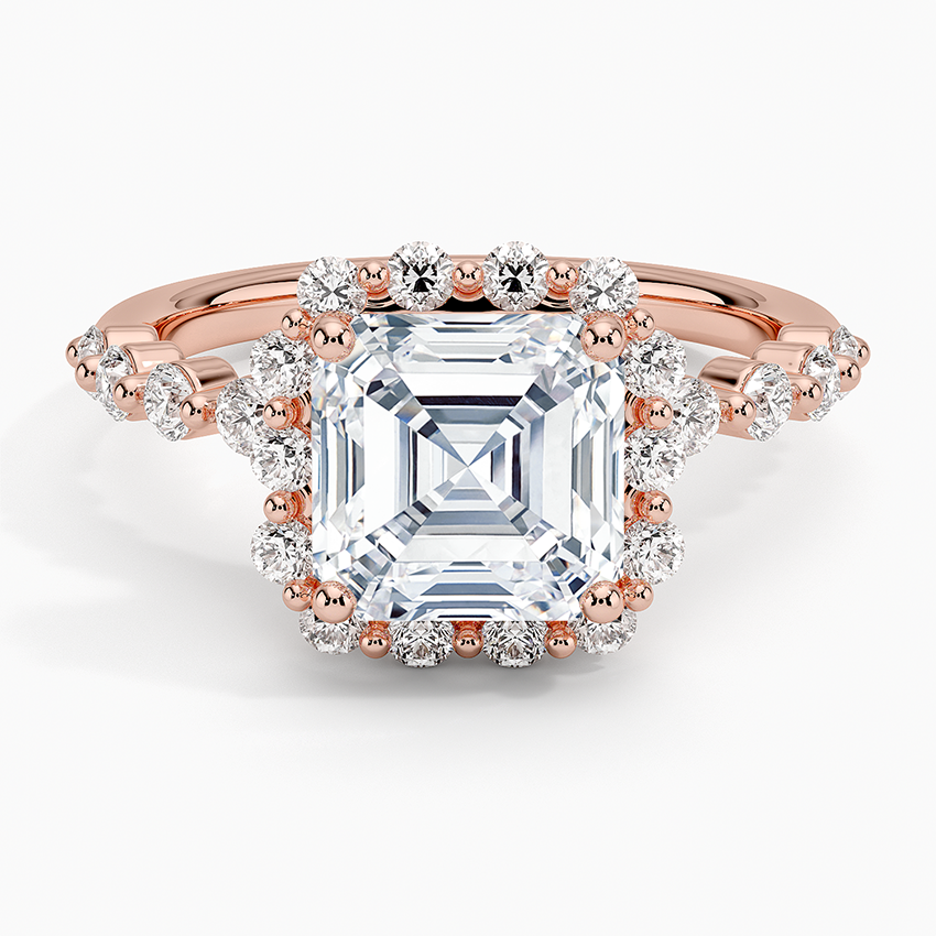 2.50 Karat Asscher Halo Tasarım Tektaş Laboratuvar Pırlanta Yüzük 18K -Mirara - Bold Diamonds