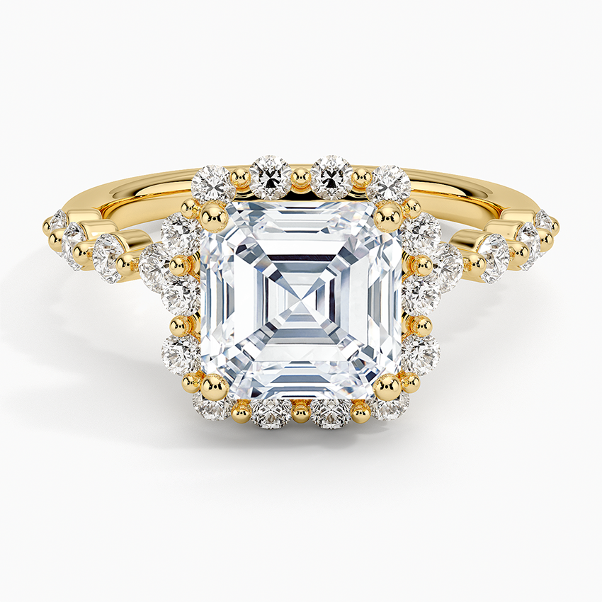 2.50 Karat Asscher Halo Tasarım Tektaş Laboratuvar Pırlanta Yüzük 18K -Mirara - Bold Diamonds