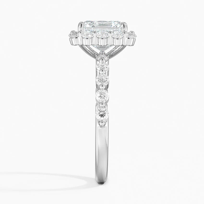 2.50 Karat Asscher Halo Tasarım Tektaş Laboratuvar Pırlanta Yüzük 18K -Mirara - Bold Diamonds