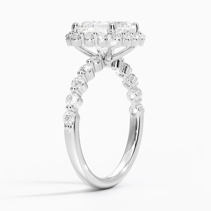 2.50 Karat Asscher Halo Tasarım Tektaş Laboratuvar Pırlanta Yüzük 18K -Mirara - Bold Diamonds