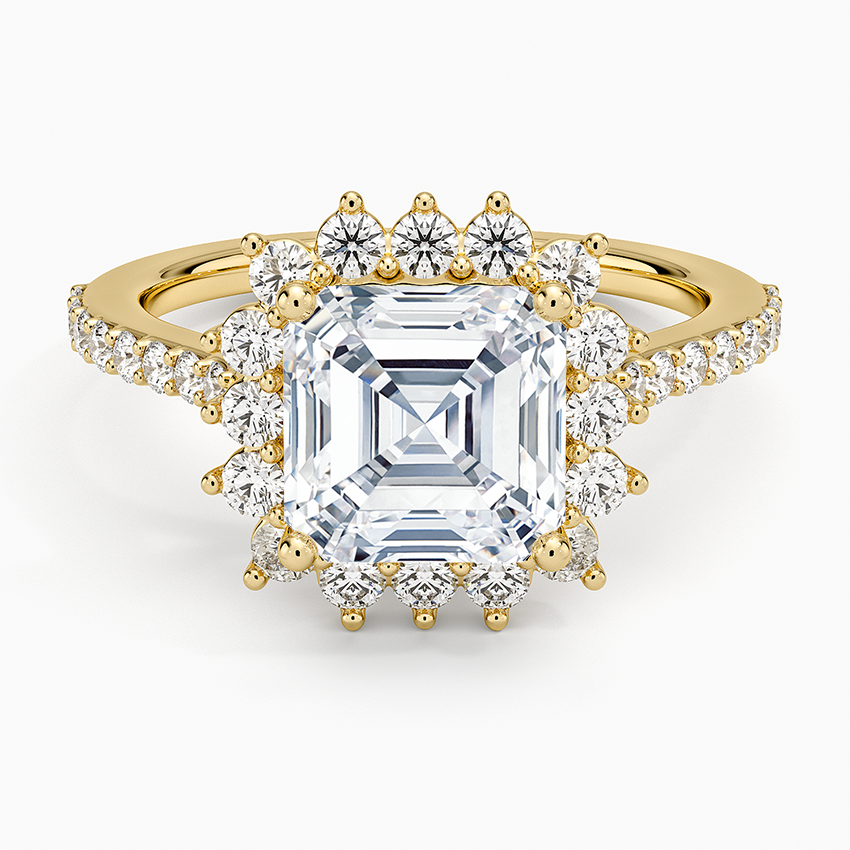 2,50 Karat Asscher Halo Tasarım Tektaş Laboratuvar Pırlanta Yüzük 18K -Seraphina - Bold Diamonds